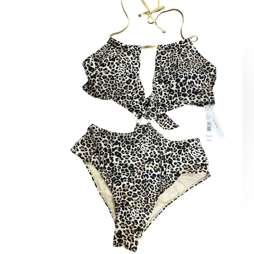 Tahari Animal Gold Ring Keyhole One Piece Swimsuit